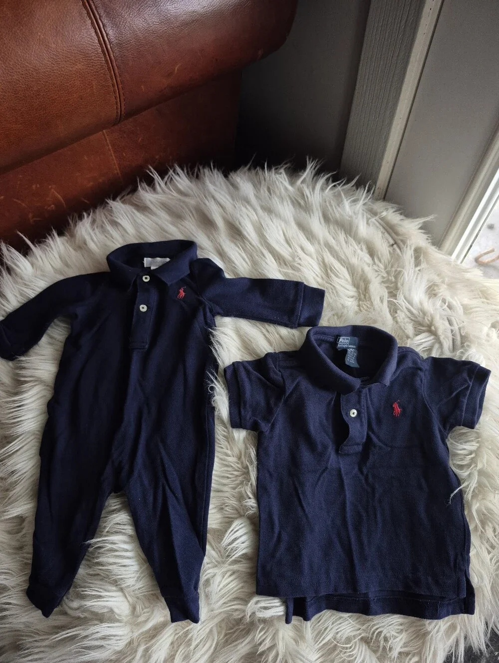Ralph Lauren Navy Baby Polo Romper and Short-Sleeve Polo Set